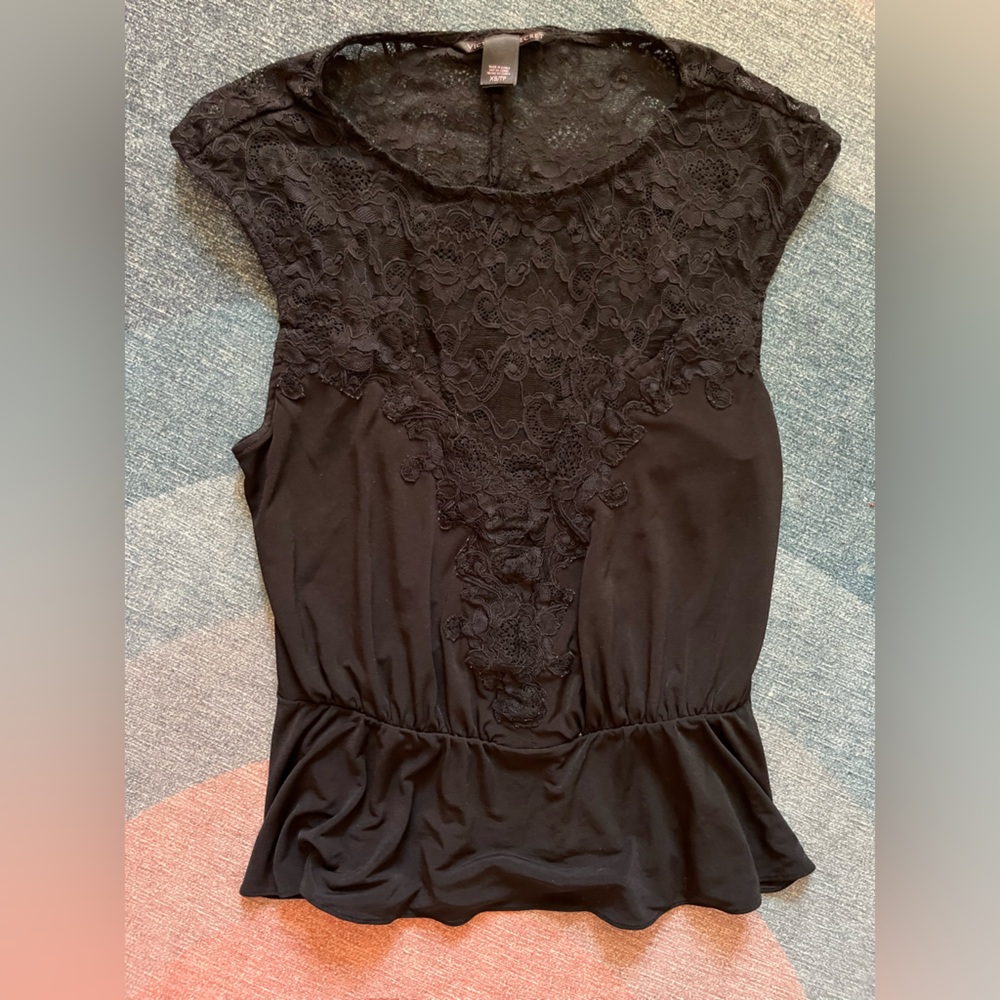 Victorias Secret black peplum lace top